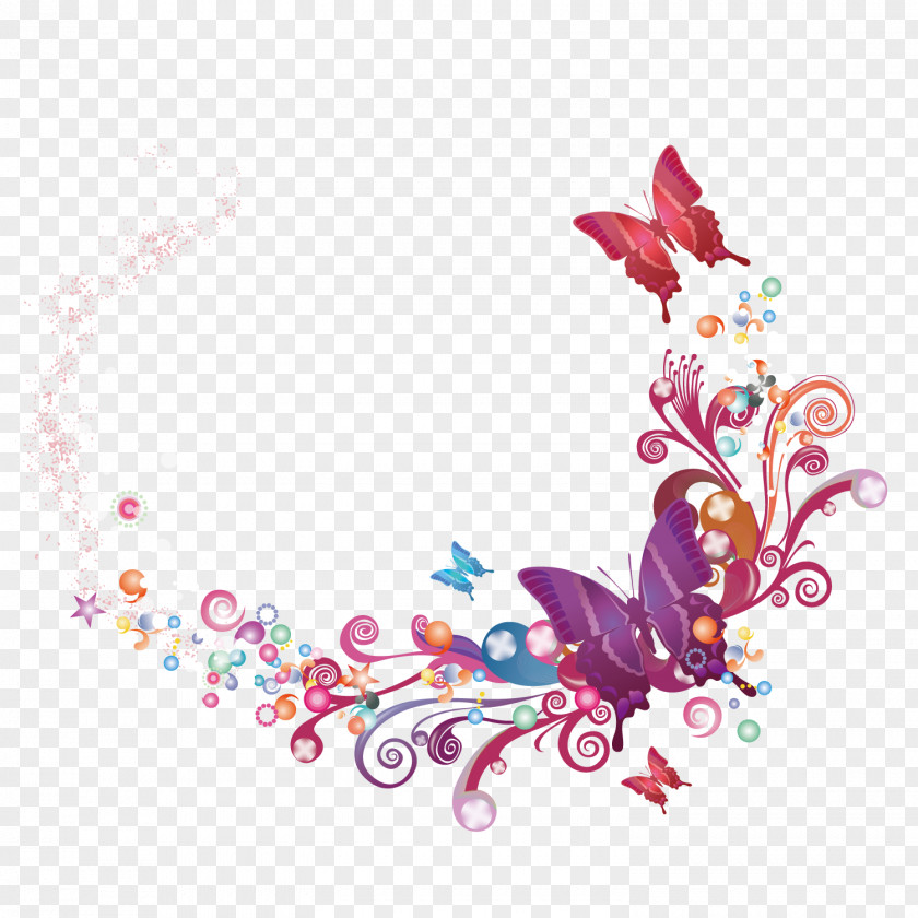 Butterfly Pattern Border Effect PNG