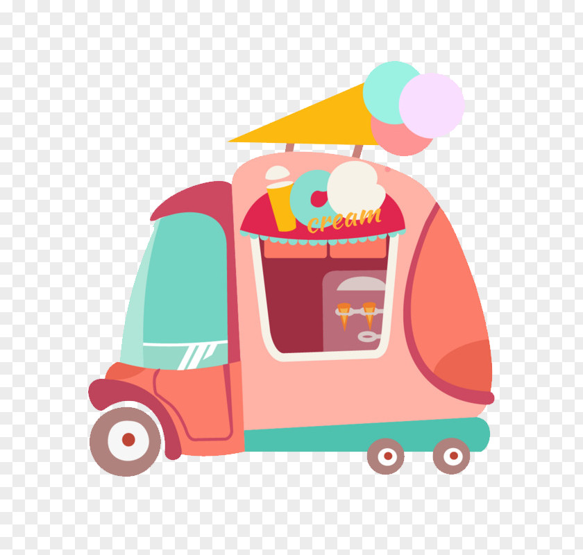 Pink Font Ice Cream Van Car Image PNG