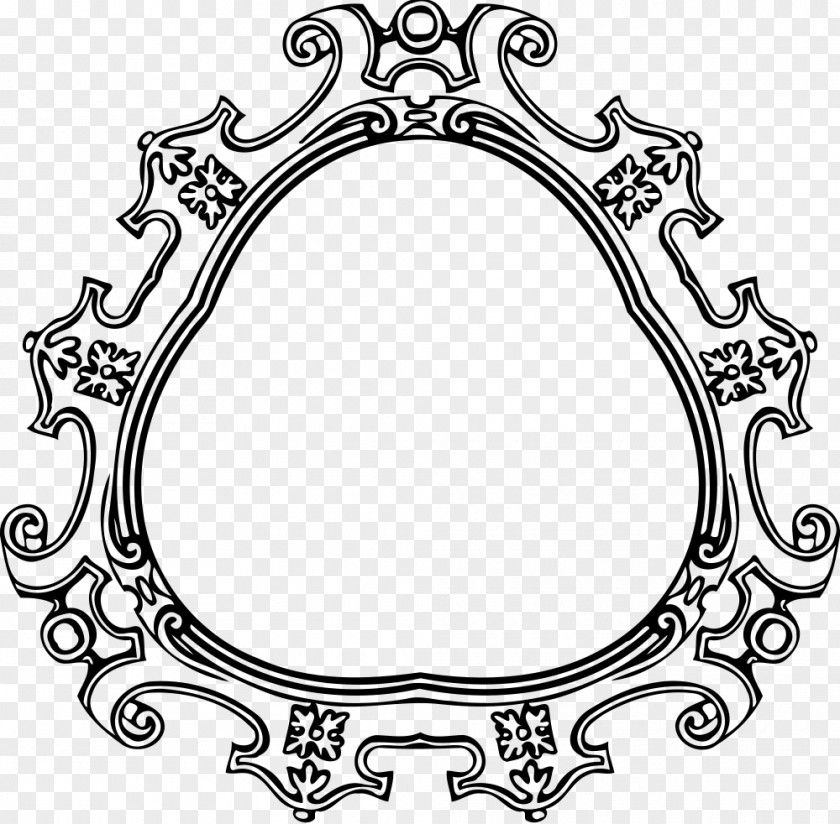 Round Frame Picture Frames Black And White Drawing Clip Art PNG