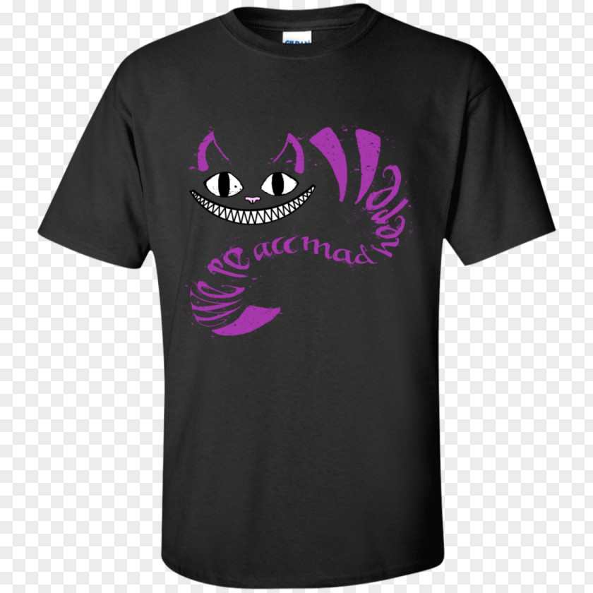 We Are All Mad Here T-shirt Cheshire Cat Clothing Sleeve PNG