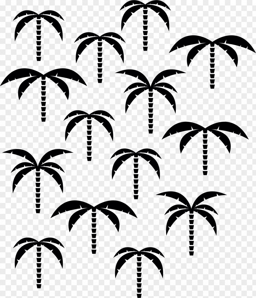 Black Coconut Tree Pattern And White PNG