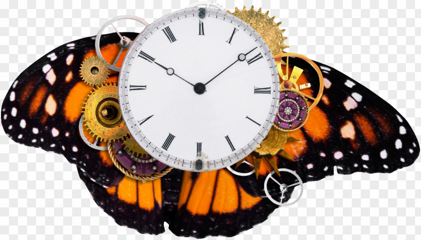 Creative Butterfly Clock Clip Art PNG