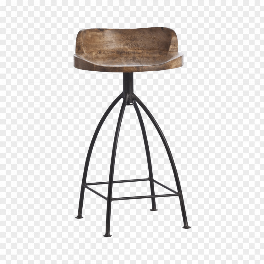 Iron Stool Bar Swivel Chair Wood PNG