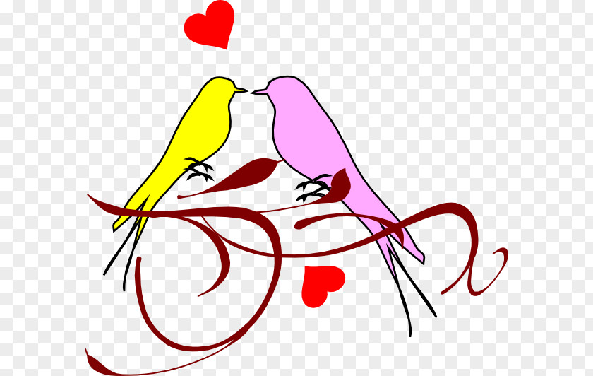 Pink Bird Lovebird Wedding Invitation Clip Art PNG
