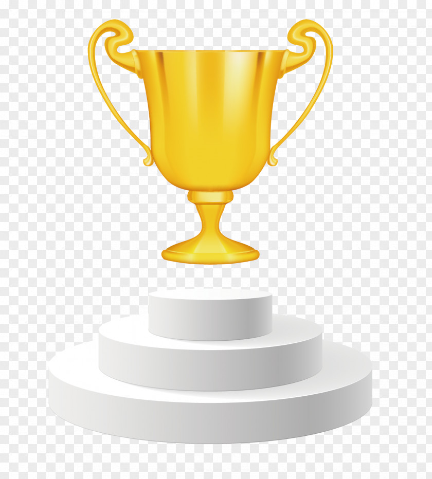 Vector Gold Trophy Champion Stage Award Clip Art PNG