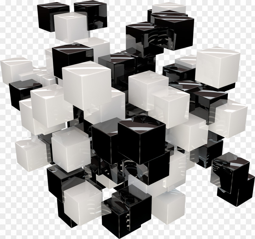 Black And White Cube Background Computer Graphics PNG