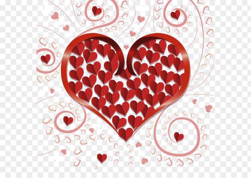 Love Red Paper Heart-shaped Decoration Vector Material PNG