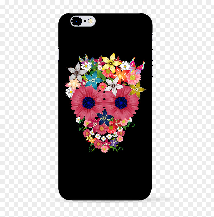 T-shirt Floral Design Cut Flowers Skull And Crossbones PNG