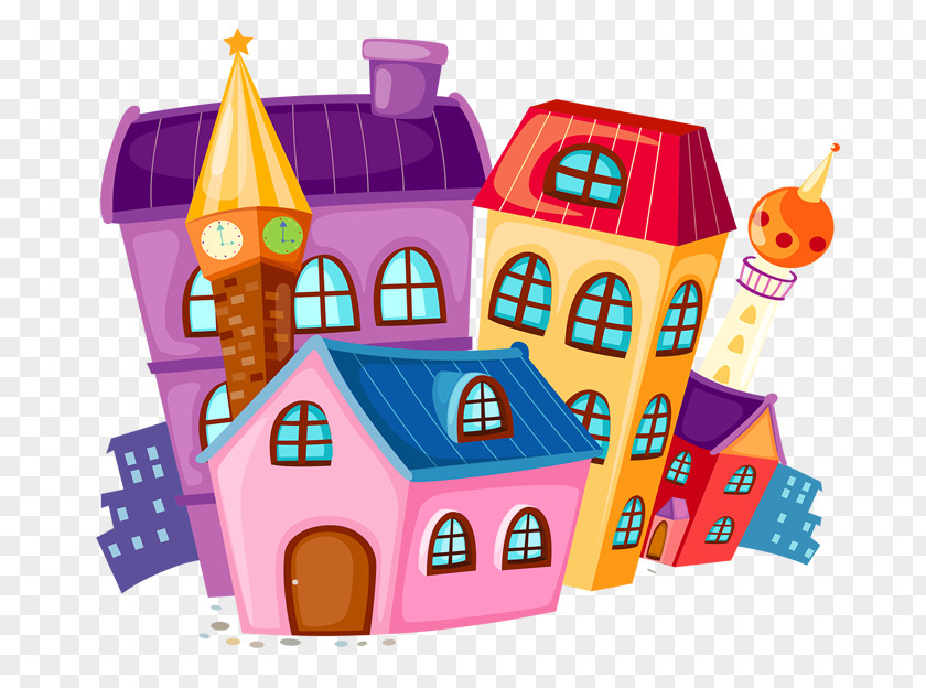 Color Cartoon House Building Royalty-free PNG
