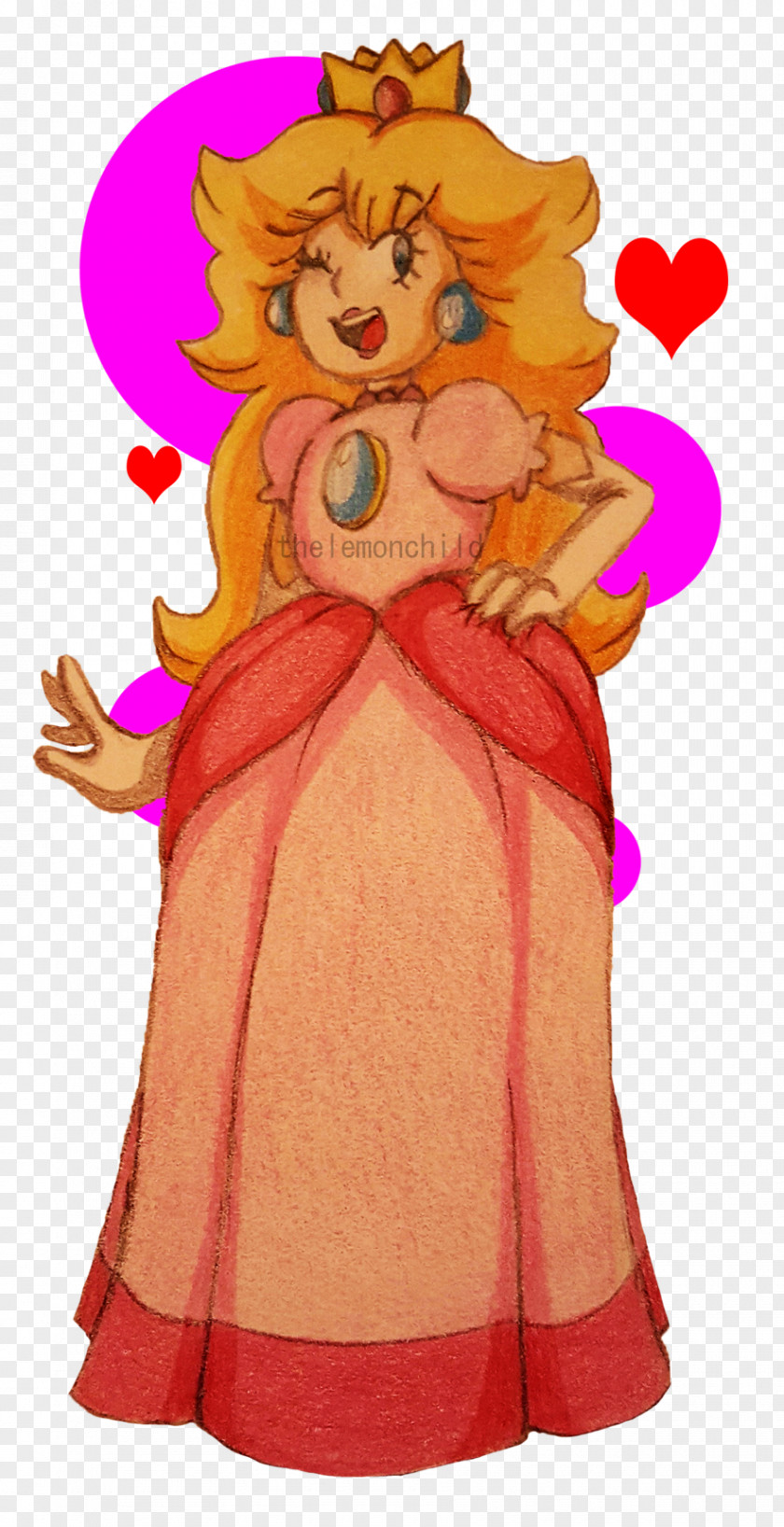 Pregnant Princess Peach Costume Design Cartoon Pink M PNG