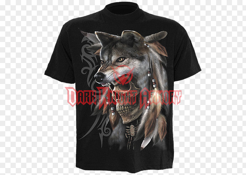 Wolf Spirit Indian Skull T-shirt Indigenous Peoples Of The Americas Black PNG