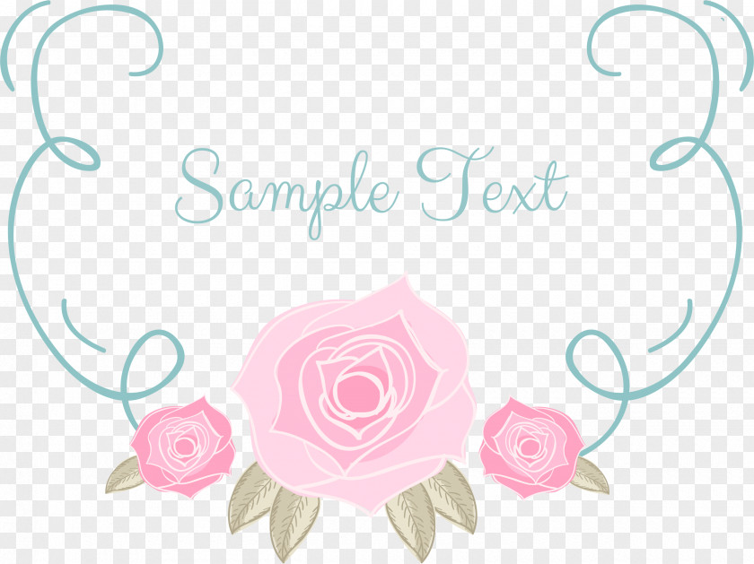 Romantic Pink Hand Painted Roses Text Box PNG