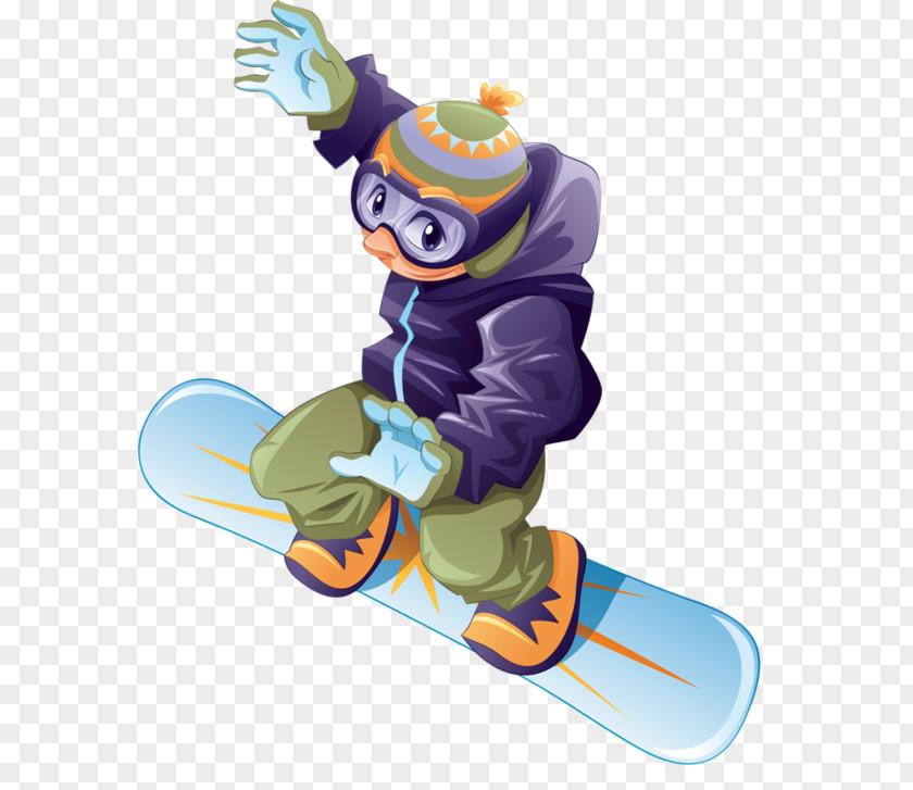 Cartoon Skiing Boy Snowboarding Winter Sport PNG