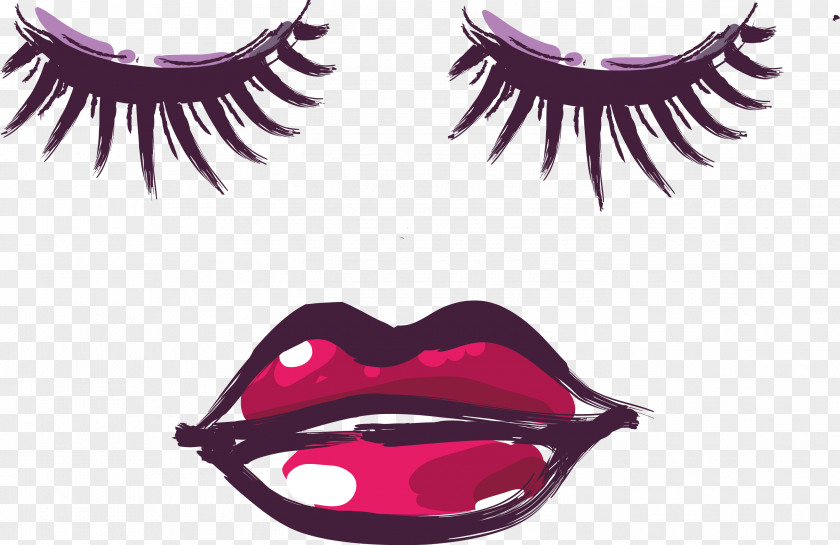 Flaming Lips Vector Eyelash Lipstick PNG