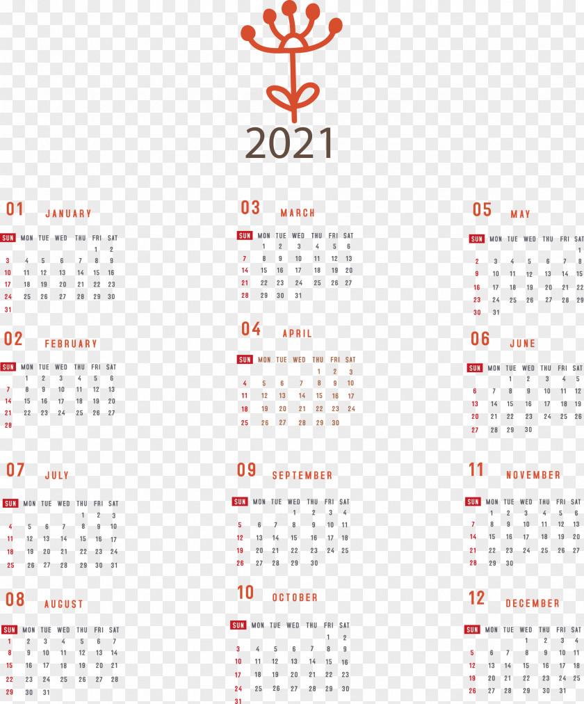 Printable 2021 Yearly Calendar PNG