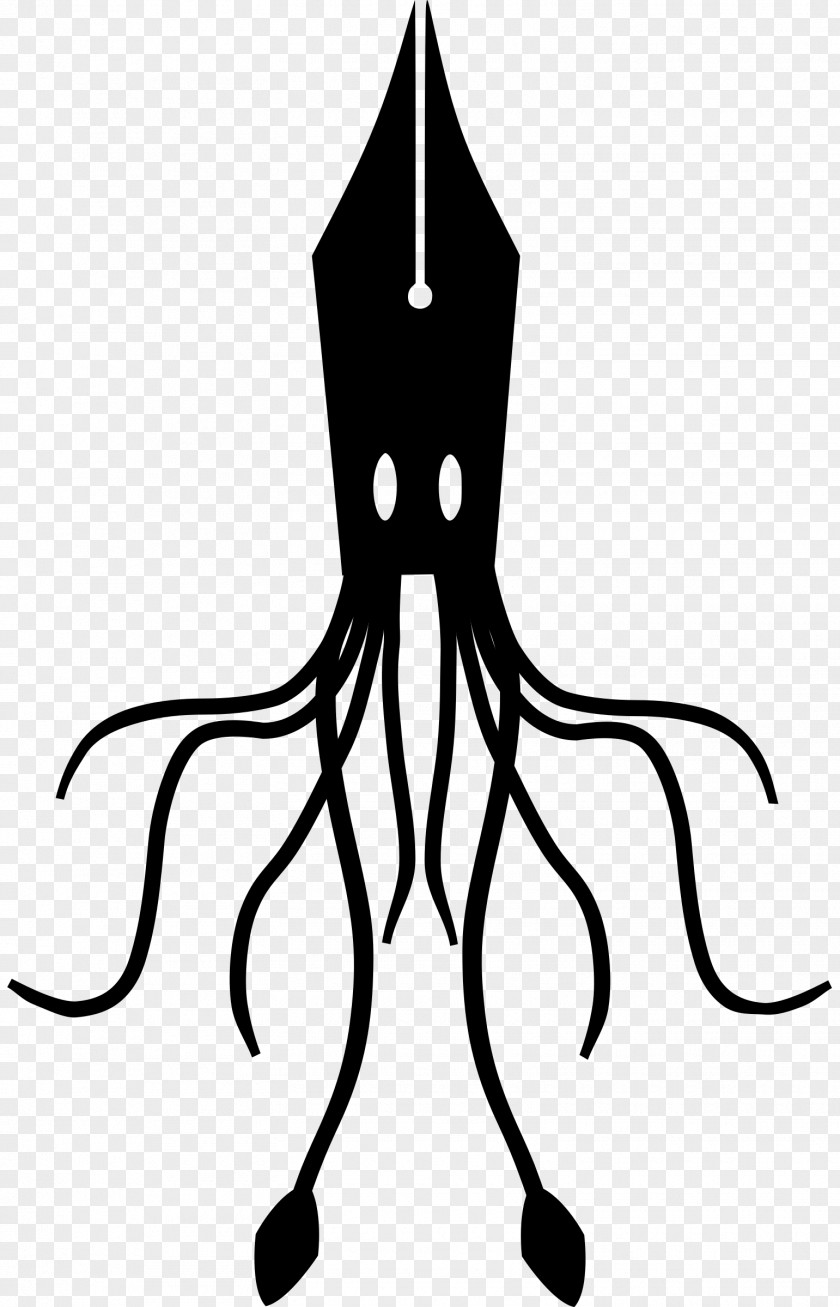 Hand Drawn Octopus Fountain Pen Ink Clip Art PNG