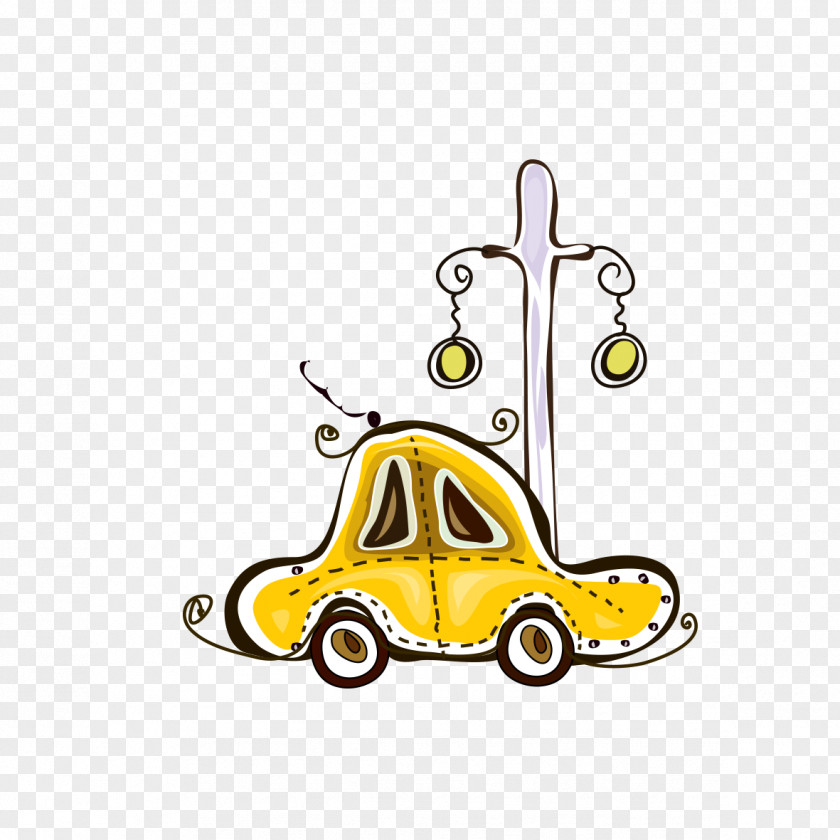 Painted Yellow Taxi Street Light Road Clip Art PNG