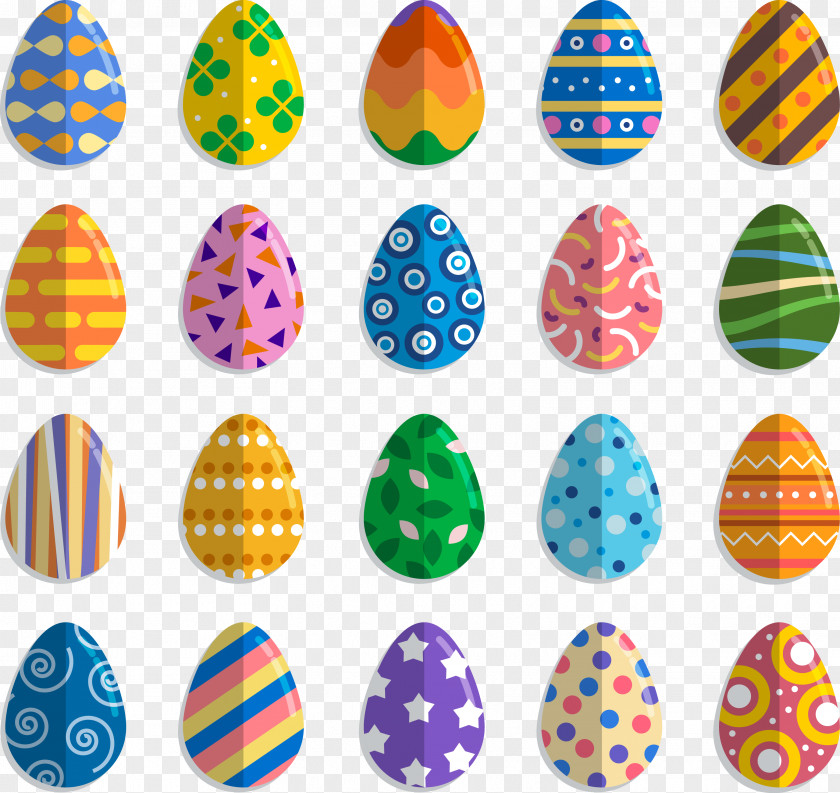 20 Flattened Pattern Egg Vector Material Easter Bunny Hunt PNG