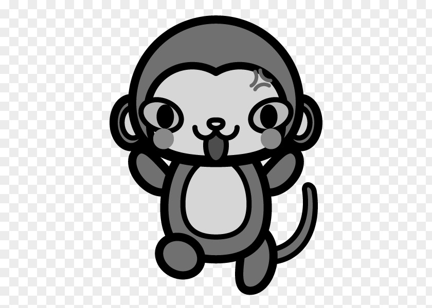 Angry Monkey Monochrome Painting Black And White Mammal Kawaii PNG