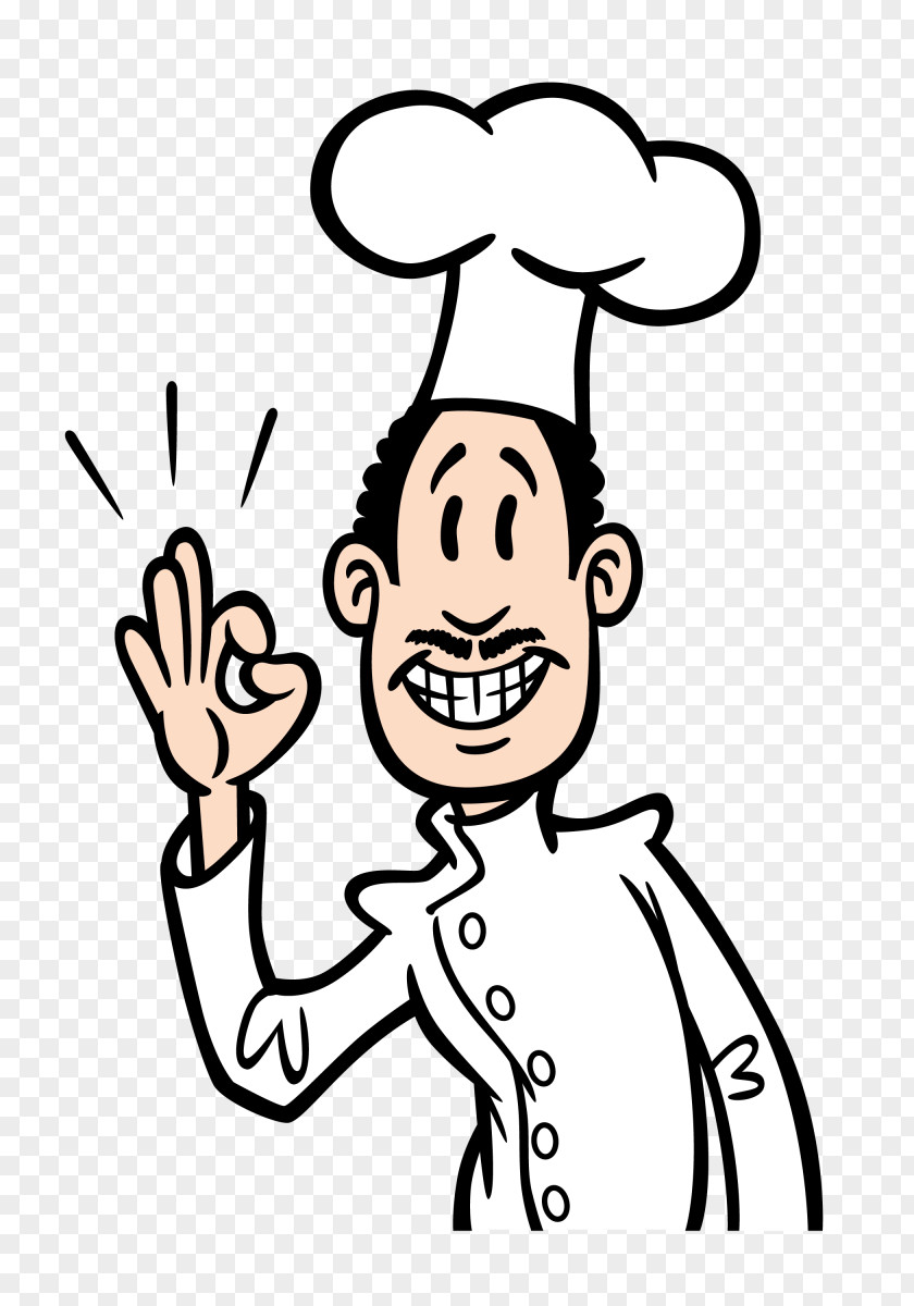 Cartoon Chef Hat Line Art Laughter Clip PNG