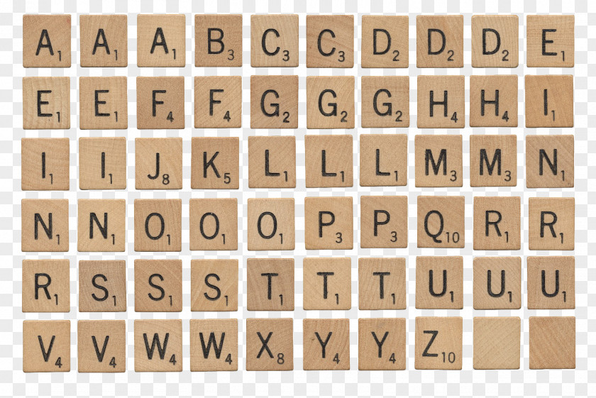 Wooden Alphabet Scrabble Letter Distributions Tile Board Game PNG