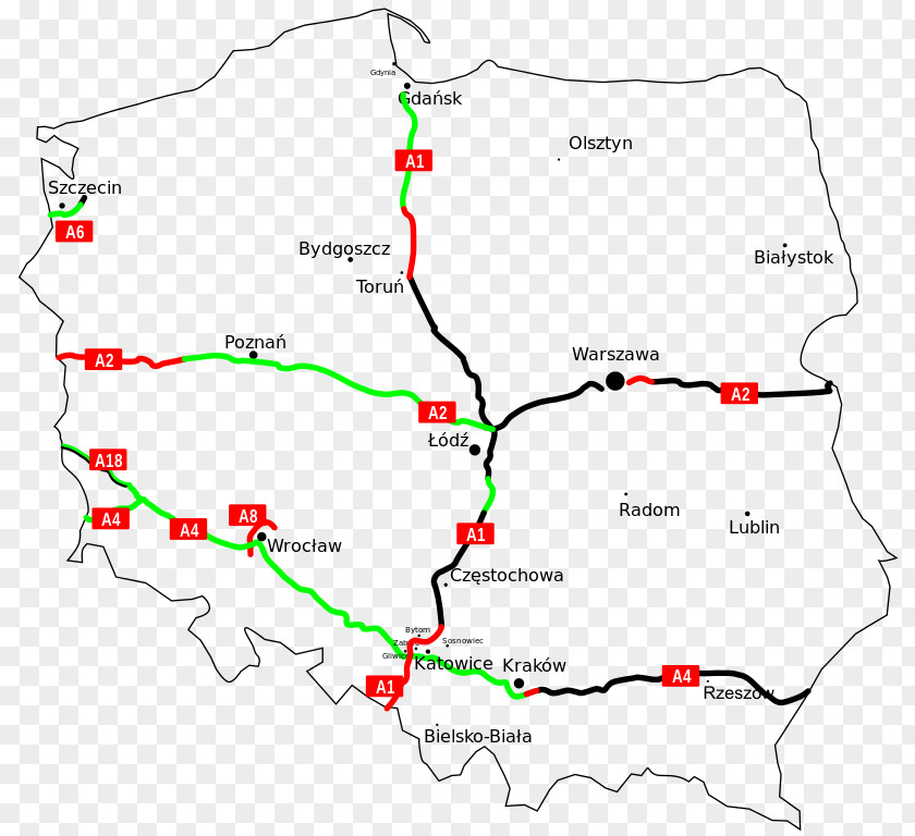 Map Highways In Poland Road PNG