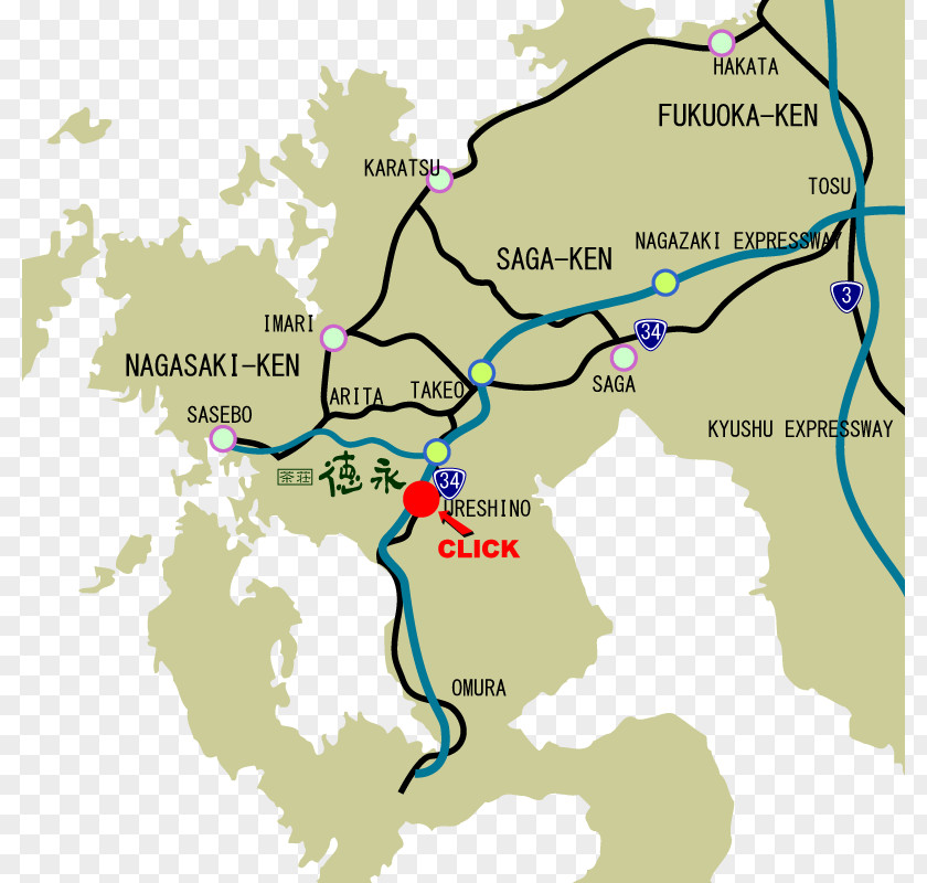 Map Ureshino Imari Nagasaki Airport Sasebo PNG