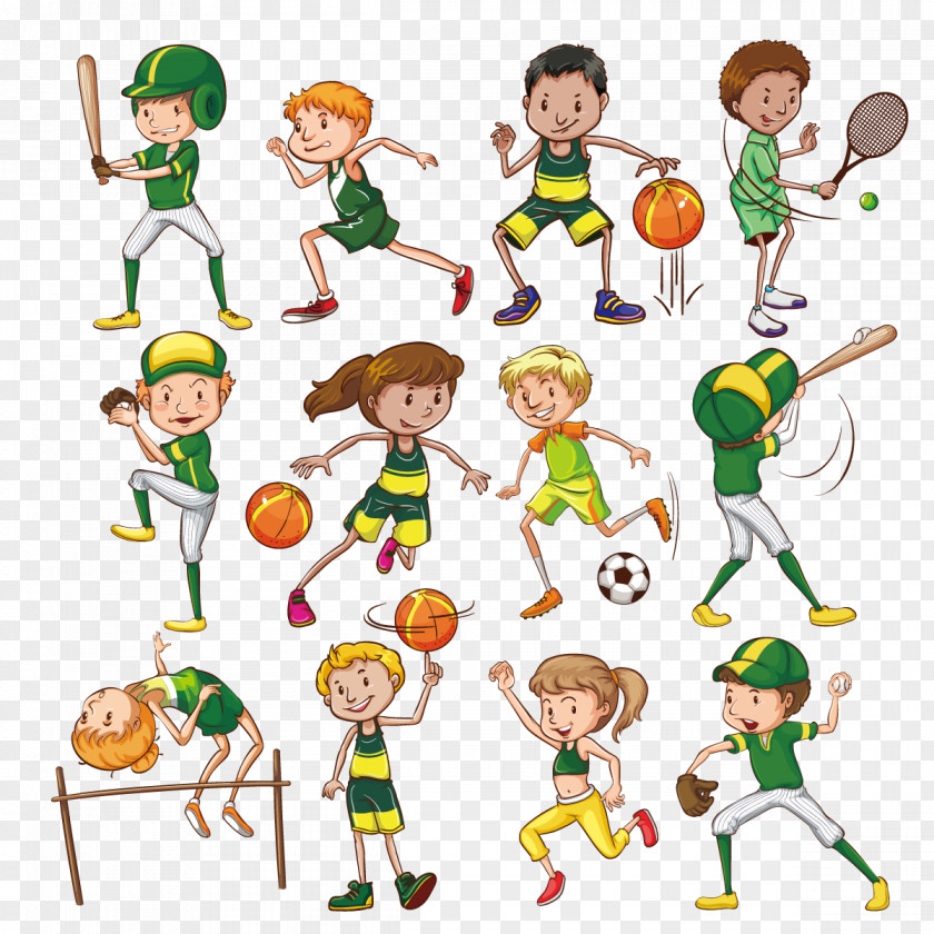 Vector Green Games Sport Child Illustration PNG
