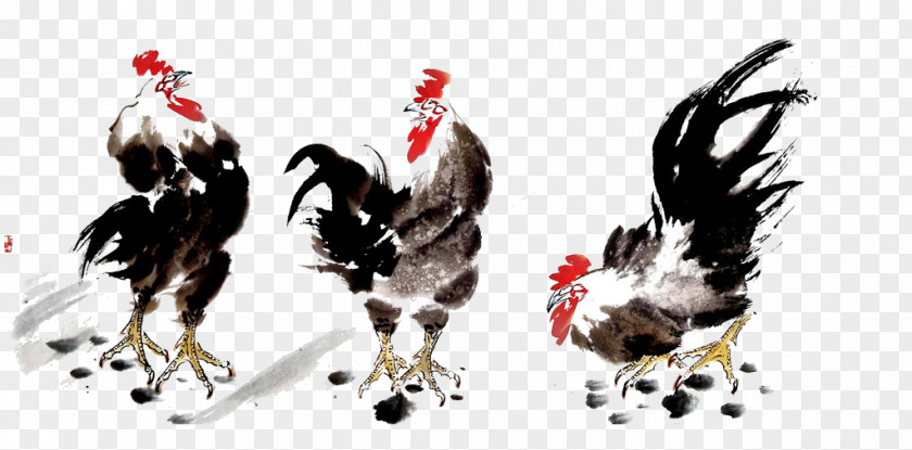 Cock Chicken U56fdu753bu96c6 Chinese Painting Ink Wash Bird-and-flower PNG