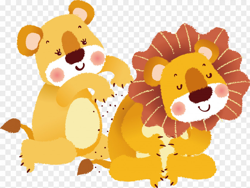 Cartoon Lion And Bear Vector Clip Art PNG