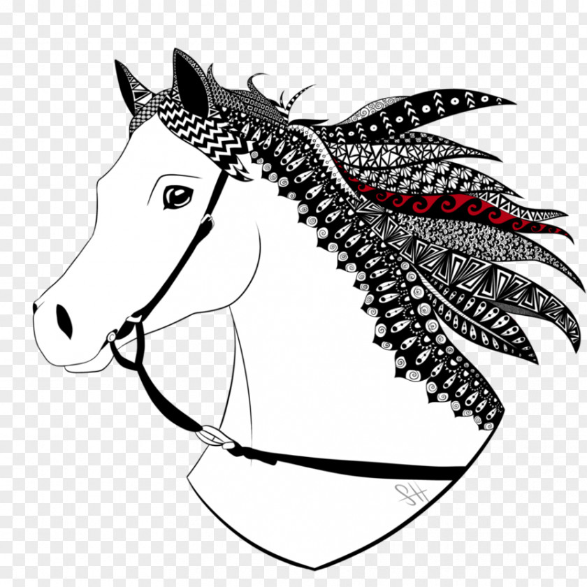 Zentangle Mule Bridle Mane Halter Clip Art PNG