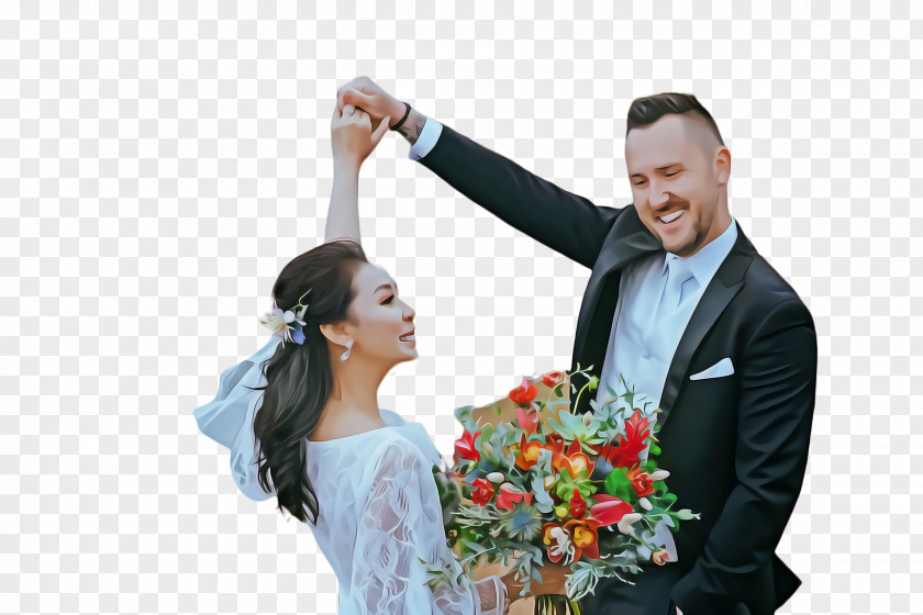 Flower Greeting Bride And Groom PNG