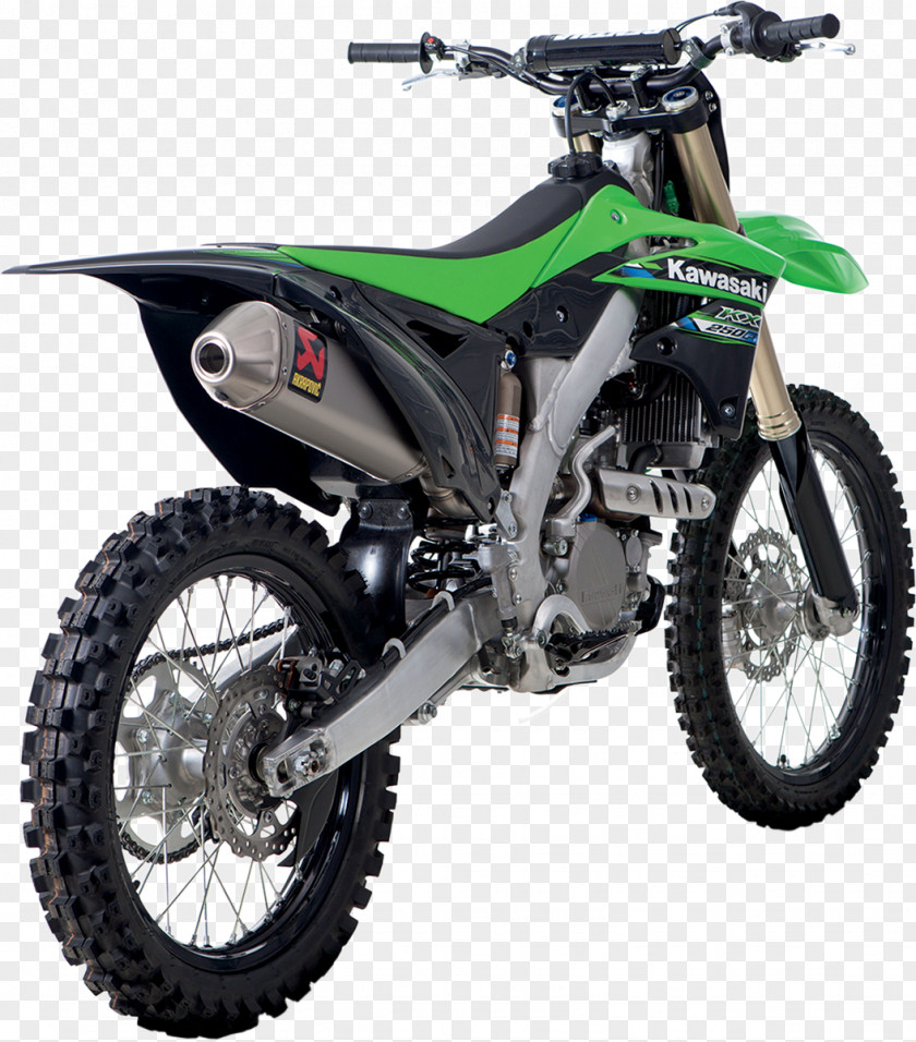 Motocross Tire Exhaust System Kawasaki KX250F Motorcycle PNG