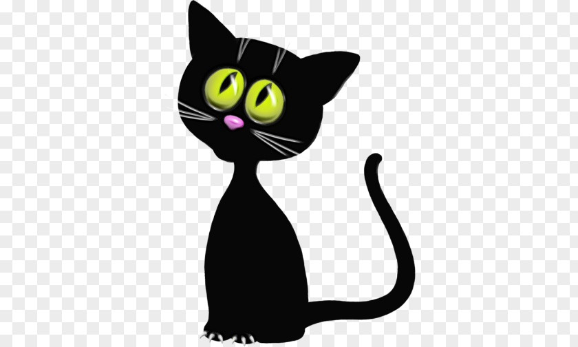 Tail Cartoon Cat Black Small To Medium-sized Cats Whiskers PNG