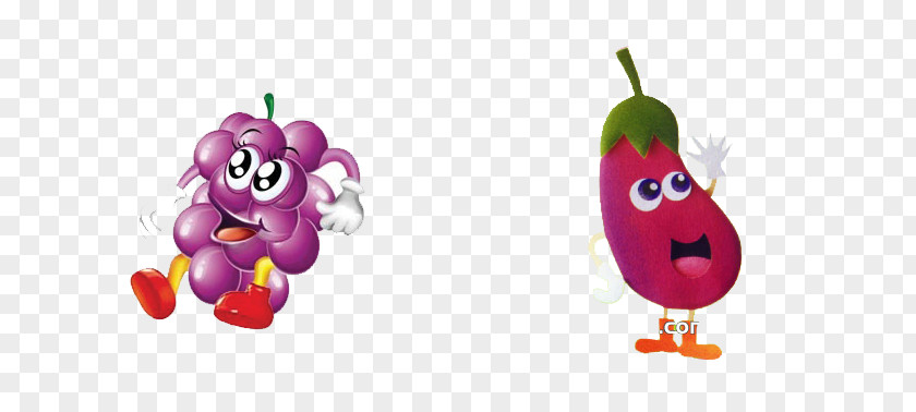 Eggplant And Grapes Fruit Illustration PNG