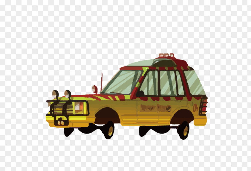 Yellow Cartoon Jeep Car Ford Explorer Jurassic Park Film PNG