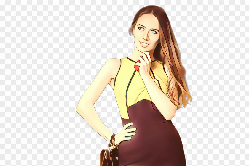 Model Waist Fashion Clothing Yellow Dress Shoulder PNG