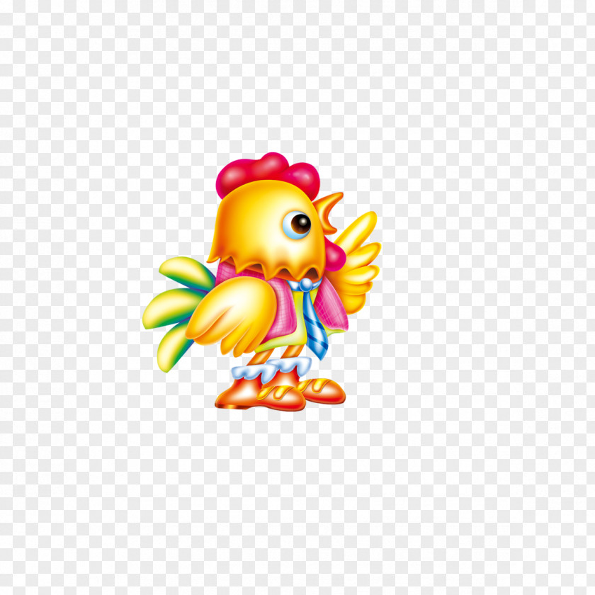 Cartoon Chick Rooster Chicken Illustration PNG