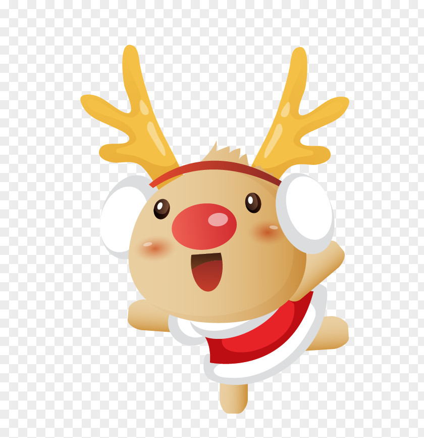 Vector Christmas Deer Little Reindeer Santa Claus PNG