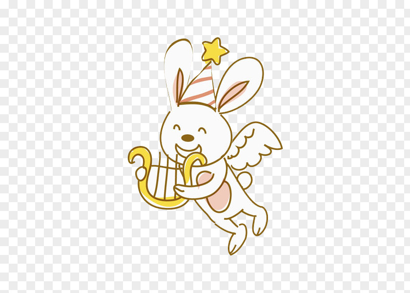 Bunny Angel Golden Stars Bubble PNG