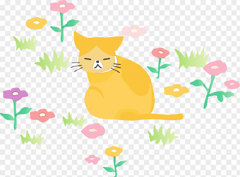 Yellow Cartoon Tail Branch Whiskers PNG