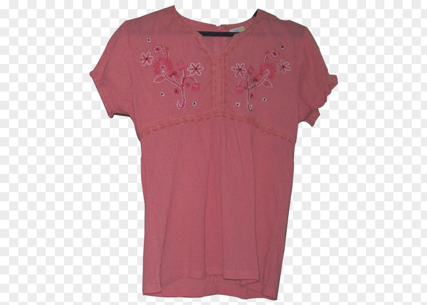 Cotton Tops T-shirt Blouse Sleeve Pink M PNG