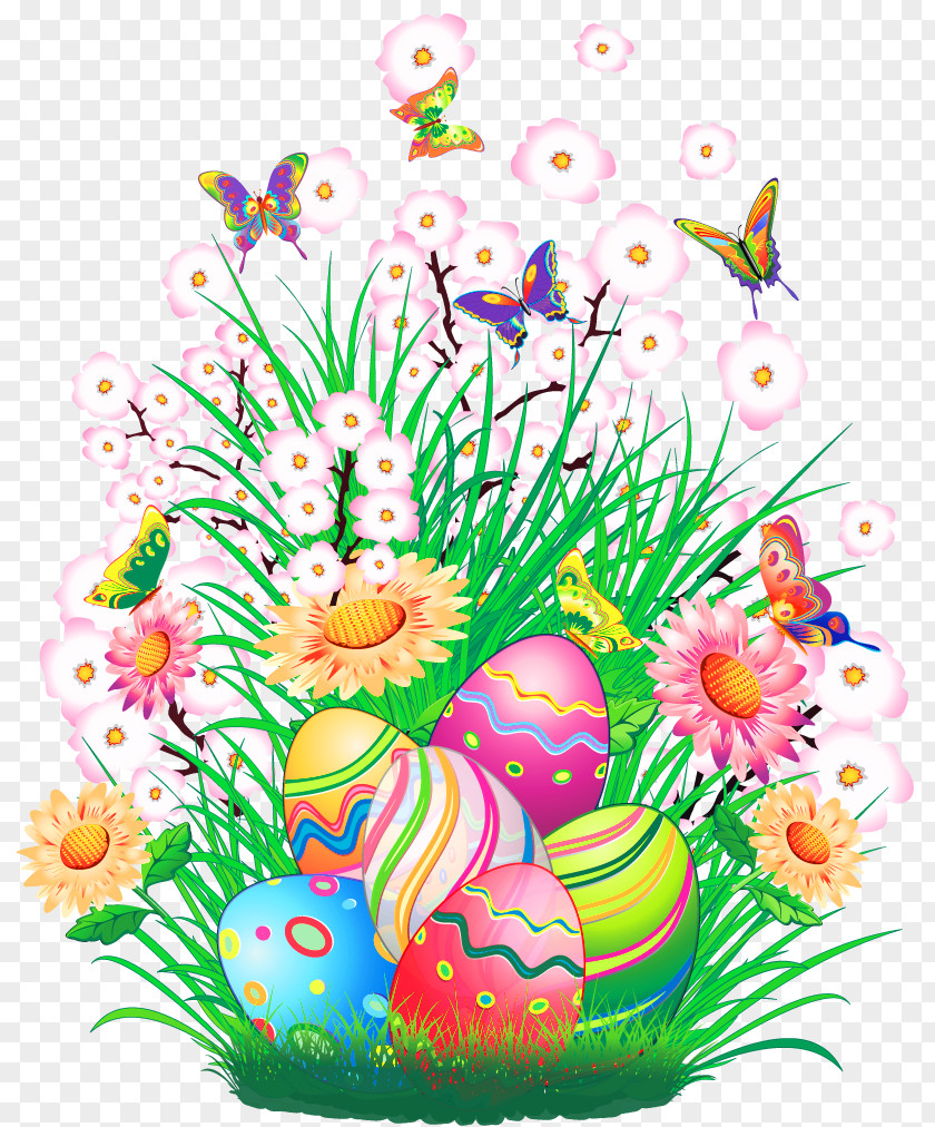 Transparent Easter Decor With Eggs And Grass Clipart Picture Bunny Egg Basket Clip Art PNG