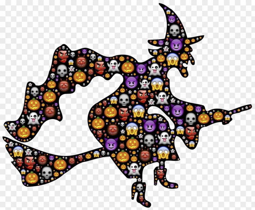 Halloween Witch Elements Black And White Clip Art PNG