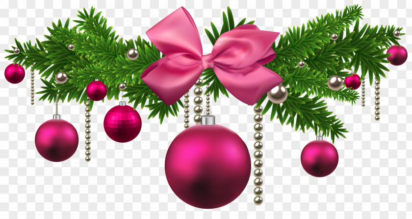 Pink Christmas Balls Decoration Clipart PNG