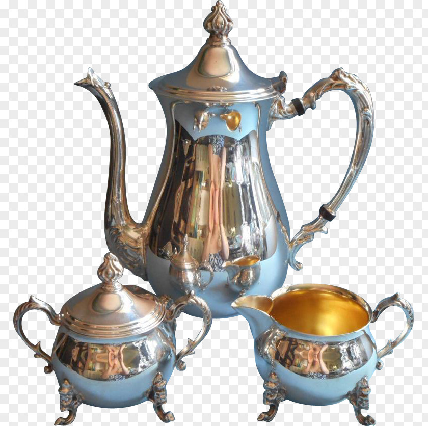 Tea Teapot Jug Set Silver PNG