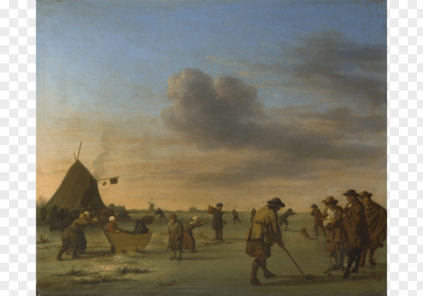 Golf Golfers On The Ice Near Haarlem National Gallery Painting PNG