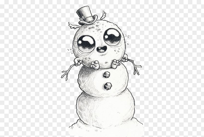 Winter Snowman Drawing Doodle Art PNG