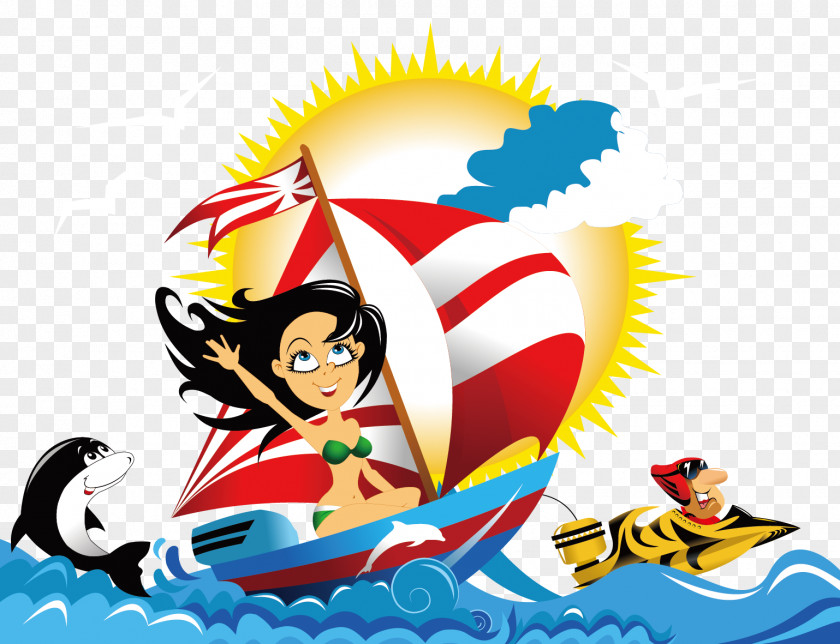 Sailing Surfing Euclidean Vector Illustration PNG