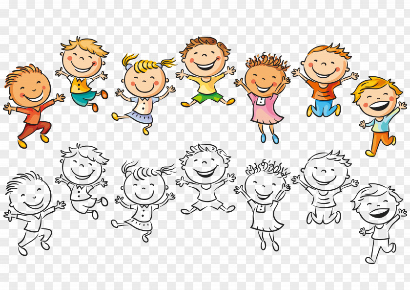 Vector Jumping Children Child Drawing Happiness Illustration PNG